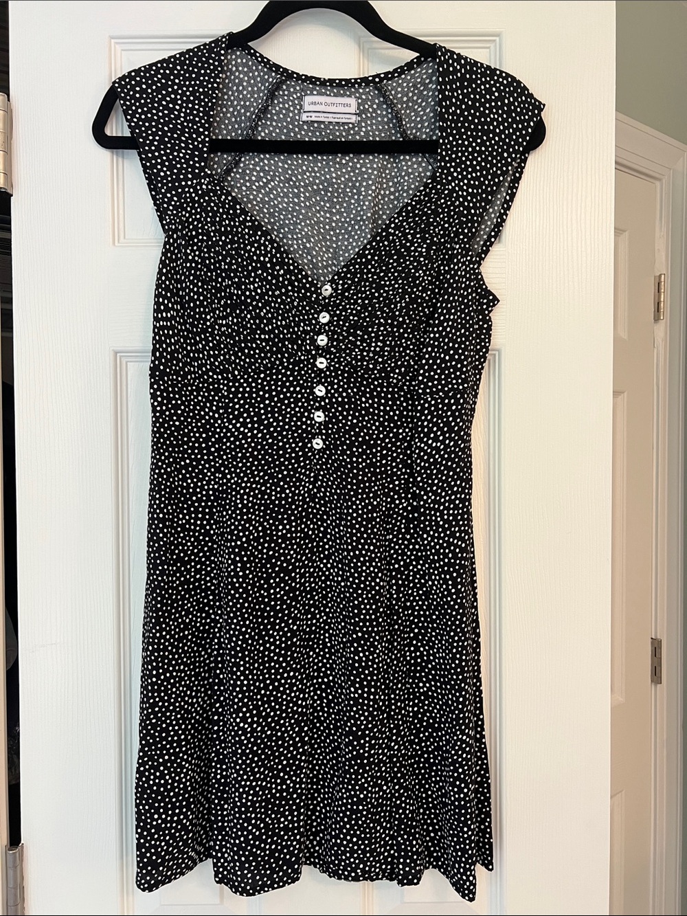 Urban Outfitters Black and White Polka Dot Button-Front Mini Dress